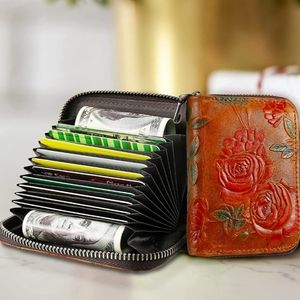 Gorgeous High Quality Embossed Leather Wallet with Rose Design